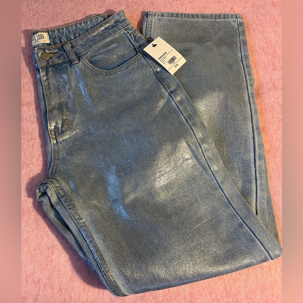 TENSHOPPE Metallic Straight Leg Jeans ۶ৎ